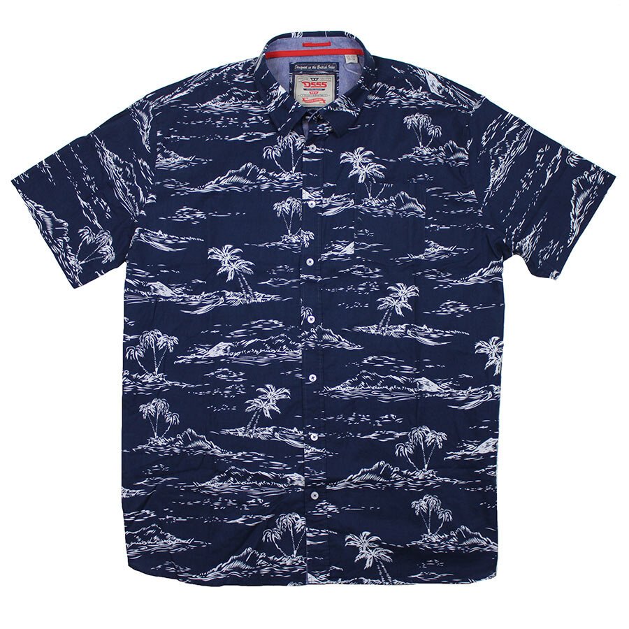 D555 Island Cotton Hawaii Island Print Button Down Collar Shirt - D555 ...