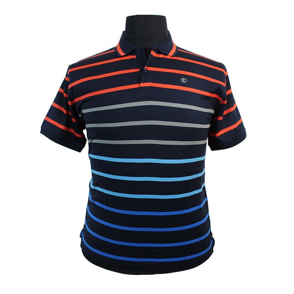 Kitaro Fine Pure Cotton Vivid Horizontal Stripe Fashion Polo-shop-by-brands-Beggs Big Mens Clothing - Big Men's fashionable clothing and shoes