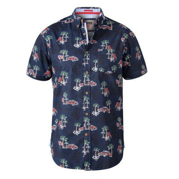 D555  Pure Cotton Avenger Holiday Navy SS Shirt-shop-by-brands-Beggs Big Mens Clothing - Big Men's fashionable clothing and shoes