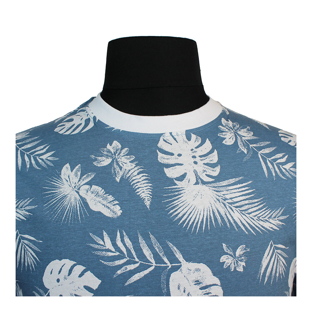 D555 Rudd Tropical Leaf Tee Sky Blue