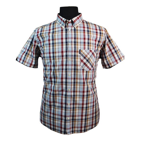 Ben Sherman Multi check cotton short sleeve shirt-shop-by-brands-Beggs Big Mens Clothing - Big Men's fashionable clothing and shoes