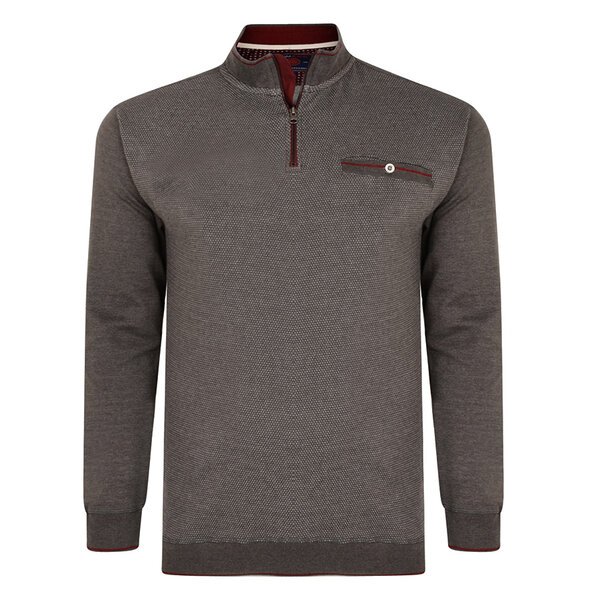 Kam Cotton Mix Quarter Zip Pebbledash Lightweight Sweat-shop-by-brands-Beggs Big Mens Clothing - Big Men's fashionable clothing and shoes