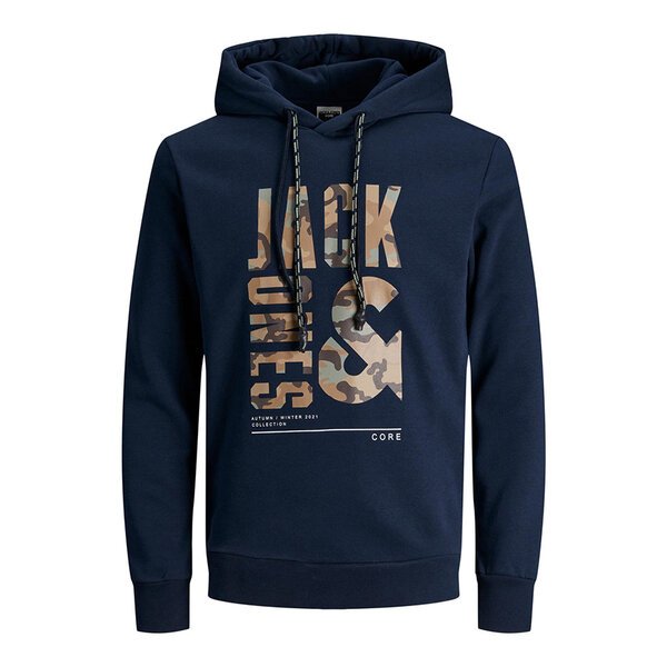 Jack and Jones Cotton Mix Camo Logo Sweat Fashion Hoodie-shop-by-brands-Beggs Big Mens Clothing - Big Men's fashionable clothing and shoes