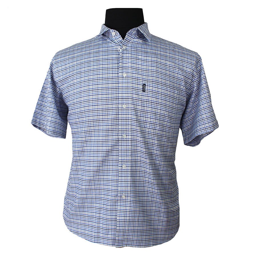 Aertex Blue Small Check Short Sleeve Shirt - Get your Aertex comfort ...