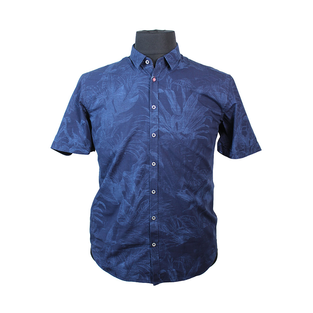 Paddocks Navy Palm Cotton SS Shirt