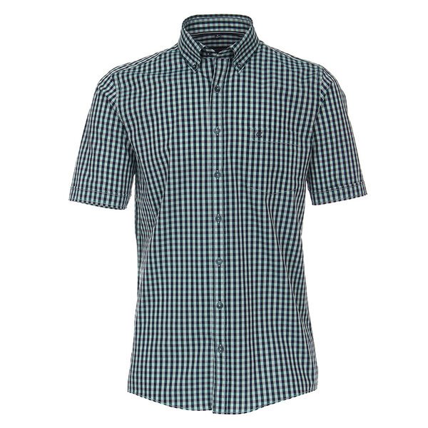 Casa Moda Small Green Check Short Sleeve Shirt-shop-by-brands-Beggs Big Mens Clothing - Big Men's fashionable clothing and shoes