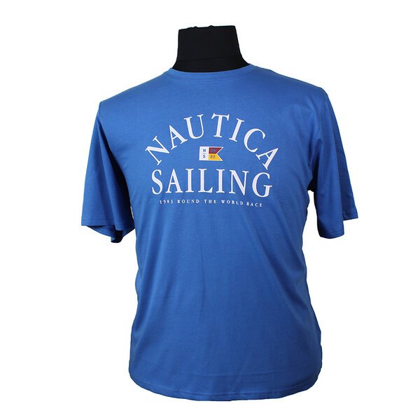 Nautica Sailing  Cotton Logo Tee Cobalt-big-mens-tees-Beggs Big Mens Clothing - Big Men's fashionable clothing and shoes