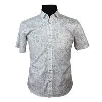 MRMR Palm Tree Pattern Short Sleeve Shirt Silver