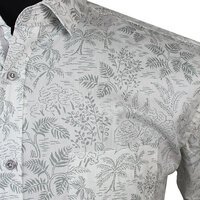 MRMR Palm Tree Pattern Short Sleeve Shirt Silver