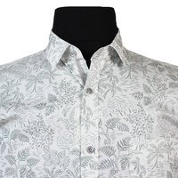 MRMR Palm Tree Pattern Short Sleeve Shirt Silver