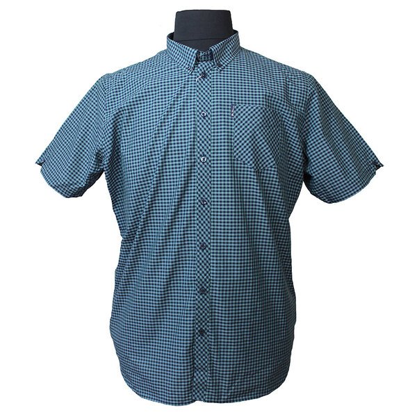 Ben Sherman Gingham Check SS Shirt Dark Emerald-shop-by-brands-Beggs Big Mens Clothing - Big Men's fashionable clothing and shoes