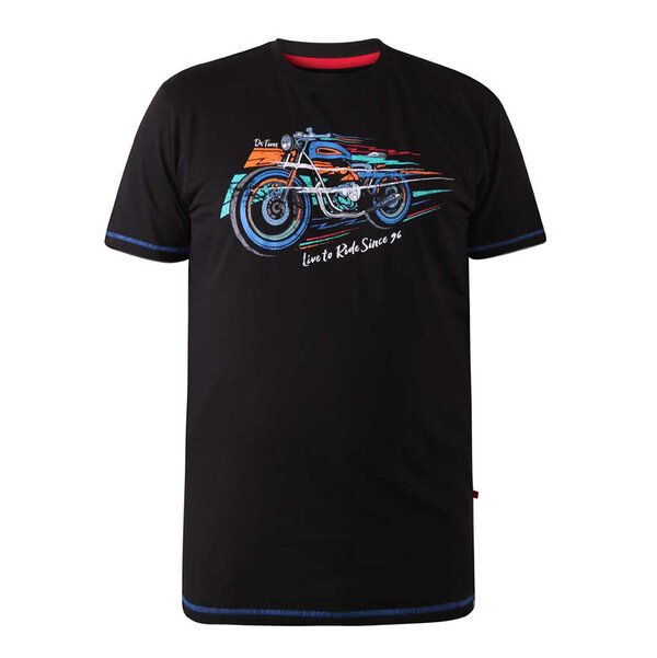 D555 Chinford Live To Ride Tee Black-shop-by-brands-Beggs Big Mens Clothing - Big Men's fashionable clothing and shoes