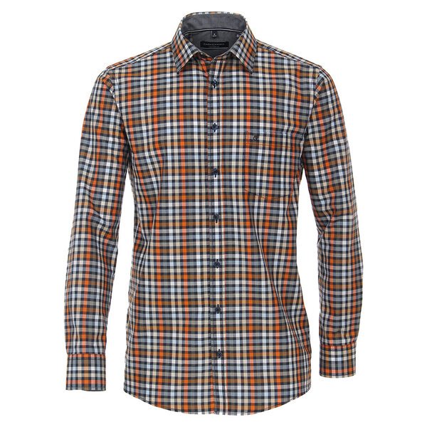 Casa Moda Small Check Orange LS Shirt-shop-by-brands-Beggs Big Mens Clothing - Big Men's fashionable clothing and shoes