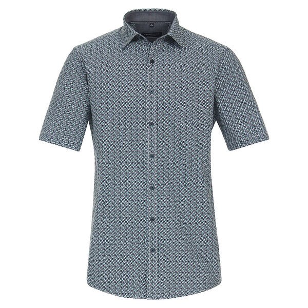 Casa Moda Navy Green Diamond Pattern Cotton SS Shirt-shop-by-brands-Beggs Big Mens Clothing - Big Men's fashionable clothing and shoes