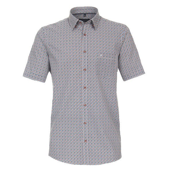 Casa Moda Blue Orange Diamond Pattern Cotton SS Shirt-shop-by-brands-Beggs Big Mens Clothing - Big Men's fashionable clothing and shoes