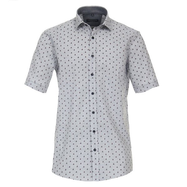 Casa Moda Grey Navy Sail Boat Cotton SS Shirt-shop-by-brands-Beggs Big Mens Clothing - Big Men's fashionable clothing and shoes