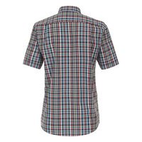 Casa Moda Teal Orange Tartan Check SS Shirt