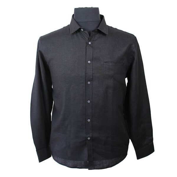 Berlin Irish Linen LS Shirt Black-shop-by-brands-Beggs Big Mens Clothing - Big Men's fashionable clothing and shoes