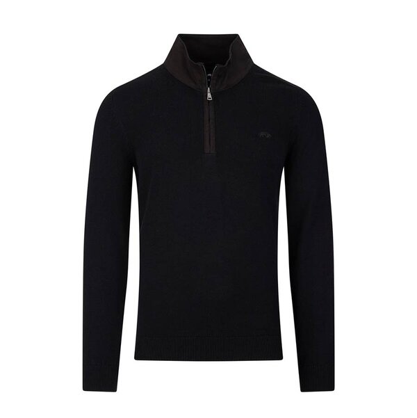 Raging Bull Quarter Zip Textured Cotton Sweater Black-shop-by-brands-Beggs Big Mens Clothing - Big Men's fashionable clothing and shoes