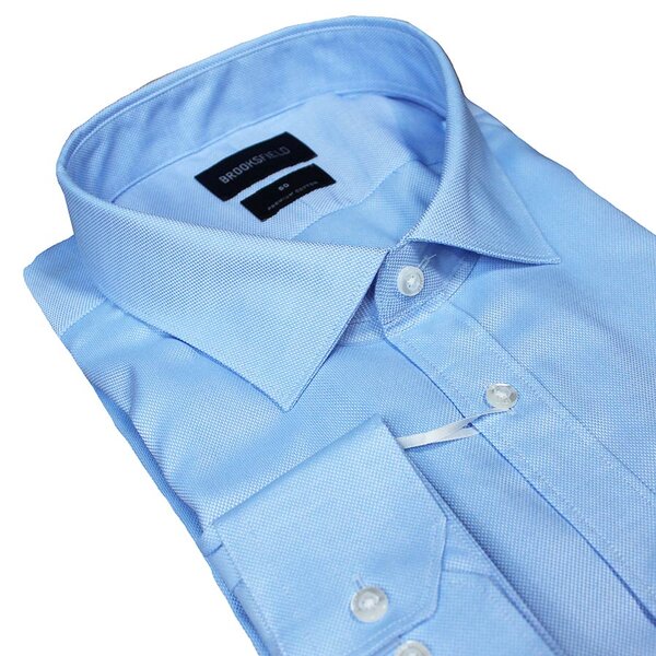 Brooksfield Sky Blue Plain Cotton Business Shirt-shop-by-brands-Beggs Big Mens Clothing - Big Men's fashionable clothing and shoes