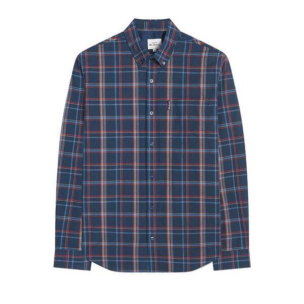 Ben Sherman Linear Check LS Navy Red-shop-by-brands-Beggs Big Mens Clothing - Big Men's fashionable clothing and shoes