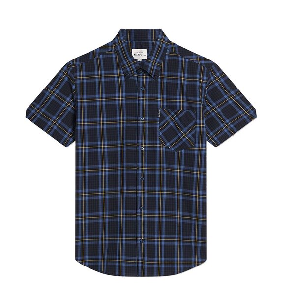 Ben Sherman Frame Check SS Shirt Navy-shop-by-brands-Beggs Big Mens Clothing - Big Men's fashionable clothing and shoes
