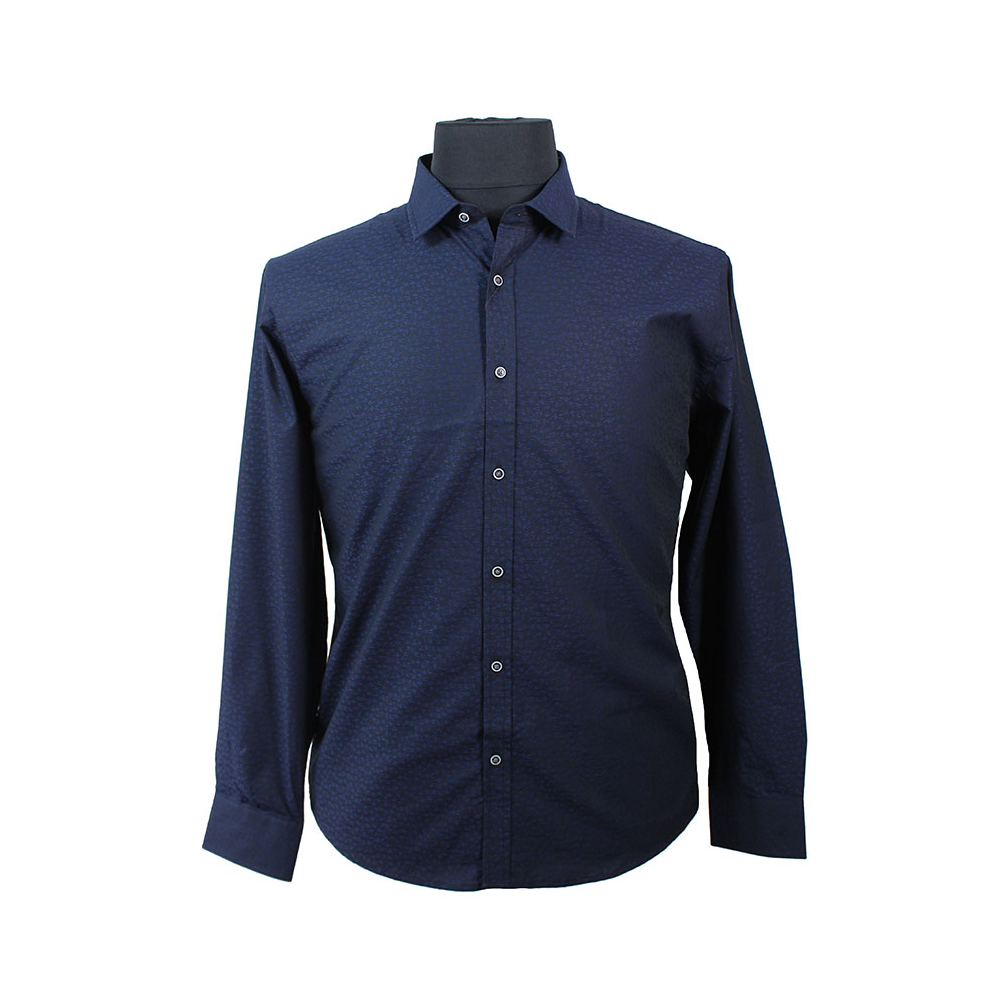 Berlin Jacquard Egyptian Cotton Shirt Navy