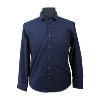 Berlin Jacquard Egyptian Cotton Shirt Navy