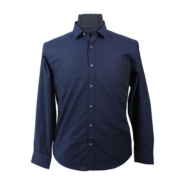 Berlin Jacquard Egyptian Cotton Shirt Navy-shop-by-brands-Beggs Big Mens Clothing - Big Men's fashionable clothing and shoes