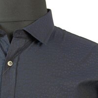 Berlin Jacquard Egyptian Cotton Shirt Navy