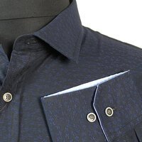 Berlin Jacquard Egyptian Cotton Shirt Navy