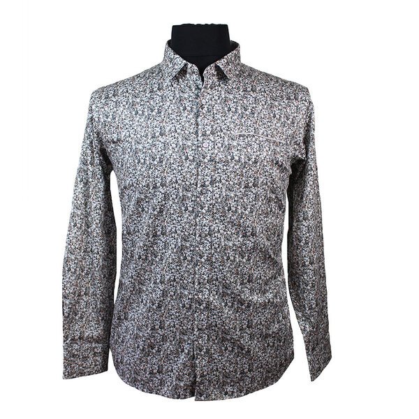 Berlin Naples Satin Print Beige Shirt-shop-by-brands-Beggs Big Mens Clothing - Big Men's fashionable clothing and shoes