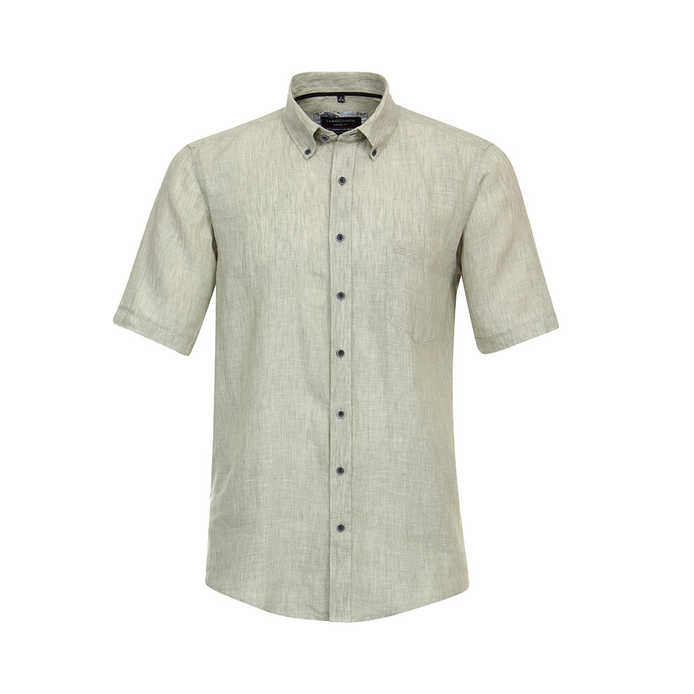 Casa Moda Linen Short Sleeve Shirt Sage Green