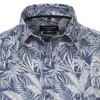 Casa Moda Leaf Linen LS Shirt Blue