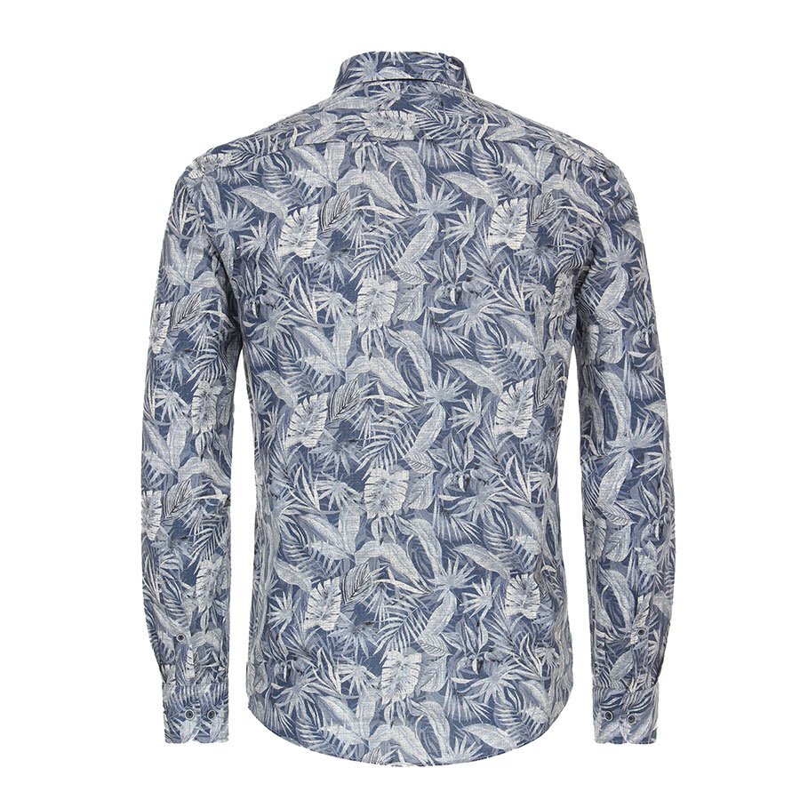 Casa Moda Leaf Linen LS Shirt Blue - Casa Moda is one of Europes best ...