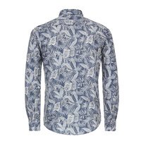 Casa Moda Leaf Linen LS Shirt Blue