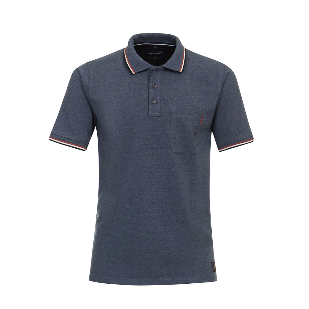 Casa Moda Stretch Cotton Mid Blue Polo