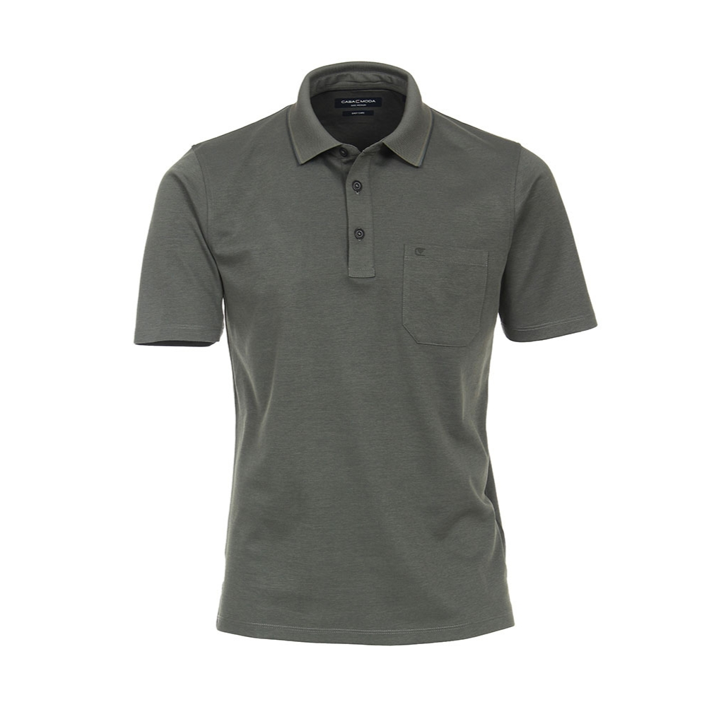 Casa Moda Cotton Mix Marle Weave Polo with Pocket Fern Green