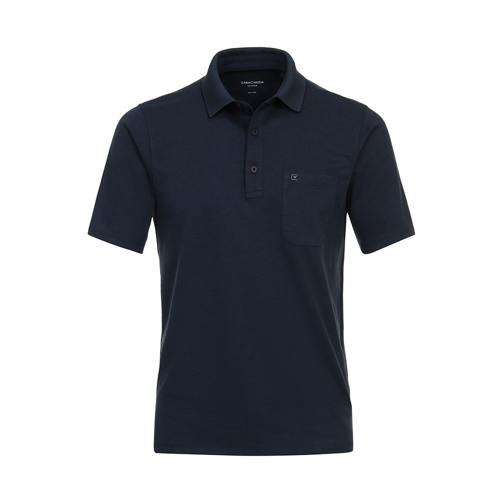 Casa Moda Cotton Mix Marle Weave Polo with Pocket Sea Blue