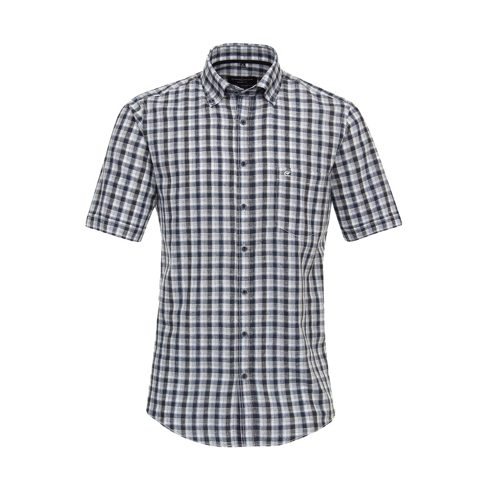 Casa Moda Linen Small Check SS Shirt