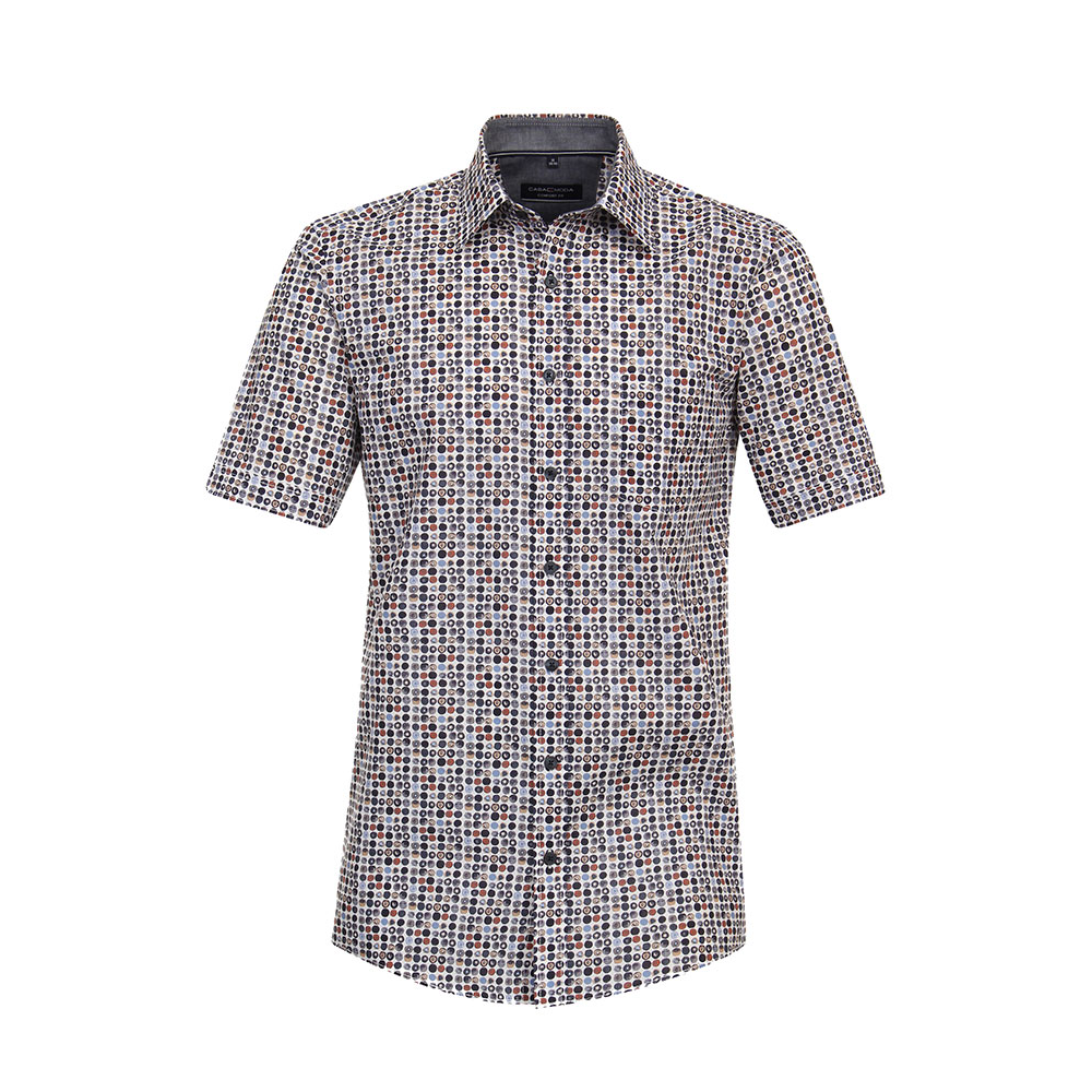 Casa Moda Circle Pattern SS Shirt Blue White