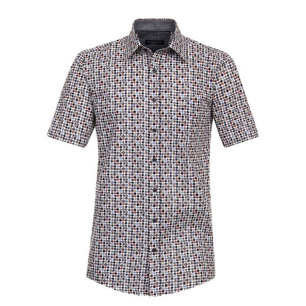 Casa Moda Circle Pattern SS Shirt Blue White-shop-by-brands-Beggs Big Mens Clothing - Big Men's fashionable clothing and shoes