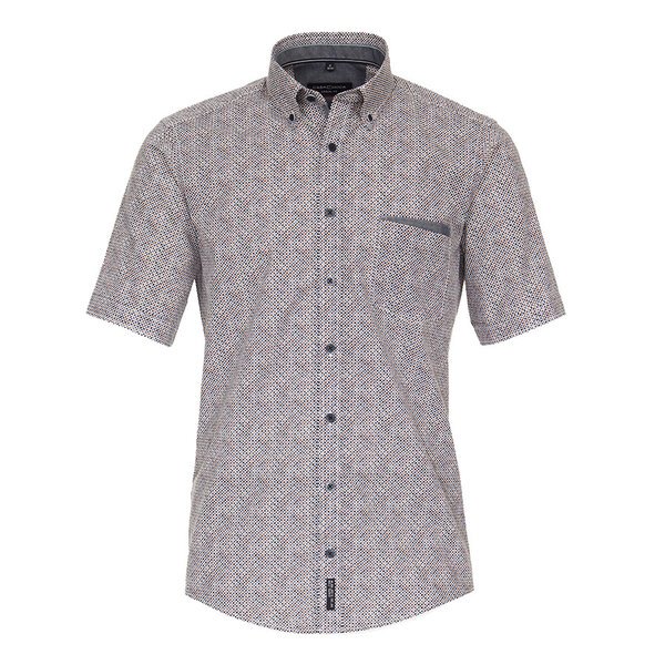 Casa Moda Abstract Pattern SS Shirt Blue Taupe-shop-by-brands-Beggs Big Mens Clothing - Big Men's fashionable clothing and shoes