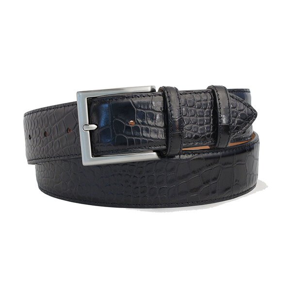 Robert Charles Lizard Leather Black Leather Belt-shop-by-brands-Beggs Big Mens Clothing - Big Men's fashionable clothing and shoes