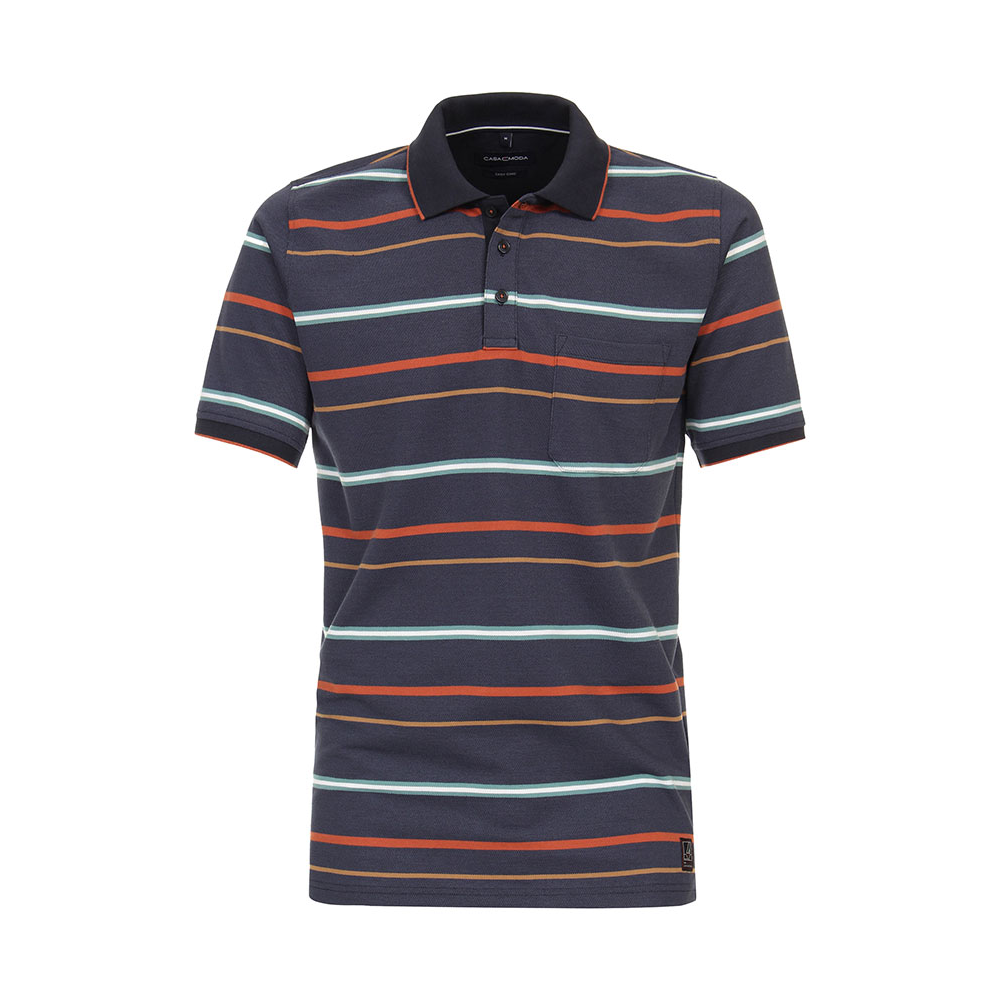 Casa Moda Striped Polo Navy