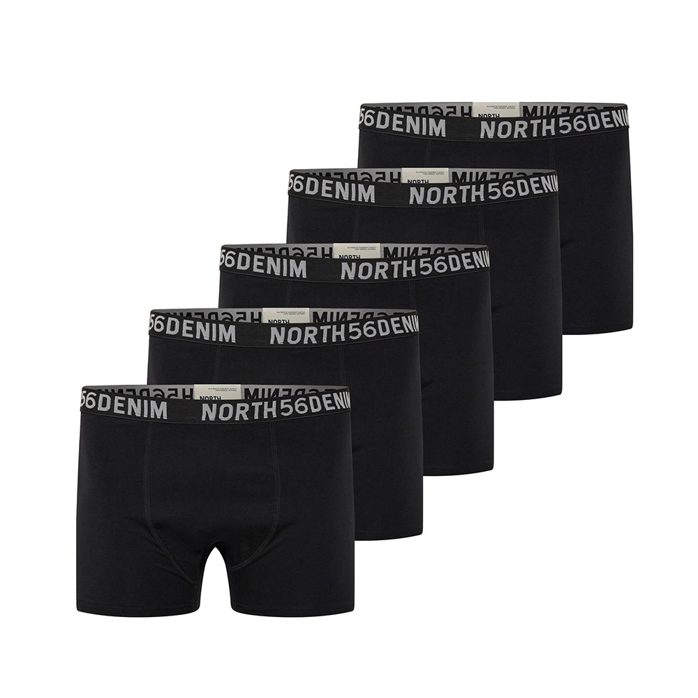 North 56 5 Pack Cotton Stretch Long Leg Boxer Black