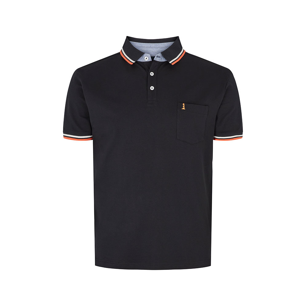 North 56 Stretch Cotton Polo Contrast Trim Black