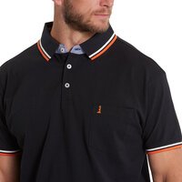 North 56 Stretch Cotton Polo Contrast Trim Black