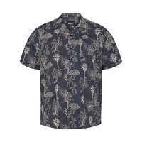 North 56 Palm Tree Pattern Short Sleeve Shirt Navy