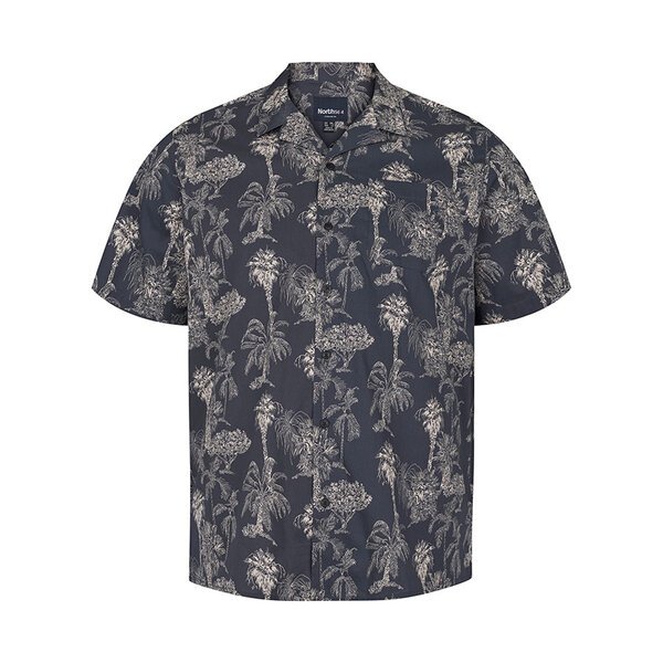 North 56 Palm Tree Pattern Short Sleeve Shirt Navy-shop-by-brands-Beggs Big Mens Clothing - Big Men's fashionable clothing and shoes